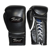 Sial Fighter Black Lace-Up Leather Boxing Gloves