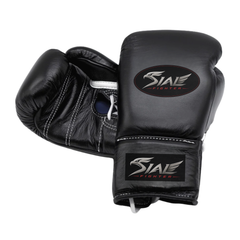Sial Fighter Black Lace-Up Leather Boxing Gloves