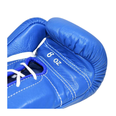 Sial Fighter Blue Lace-Up Leather Boxing Gloves