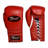 Sial Fighter Red Lace-Up Leather Boxing Gloves
