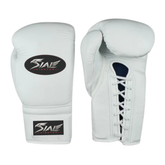 Sial Fighter White Lace-Up Leather Boxing Gloves