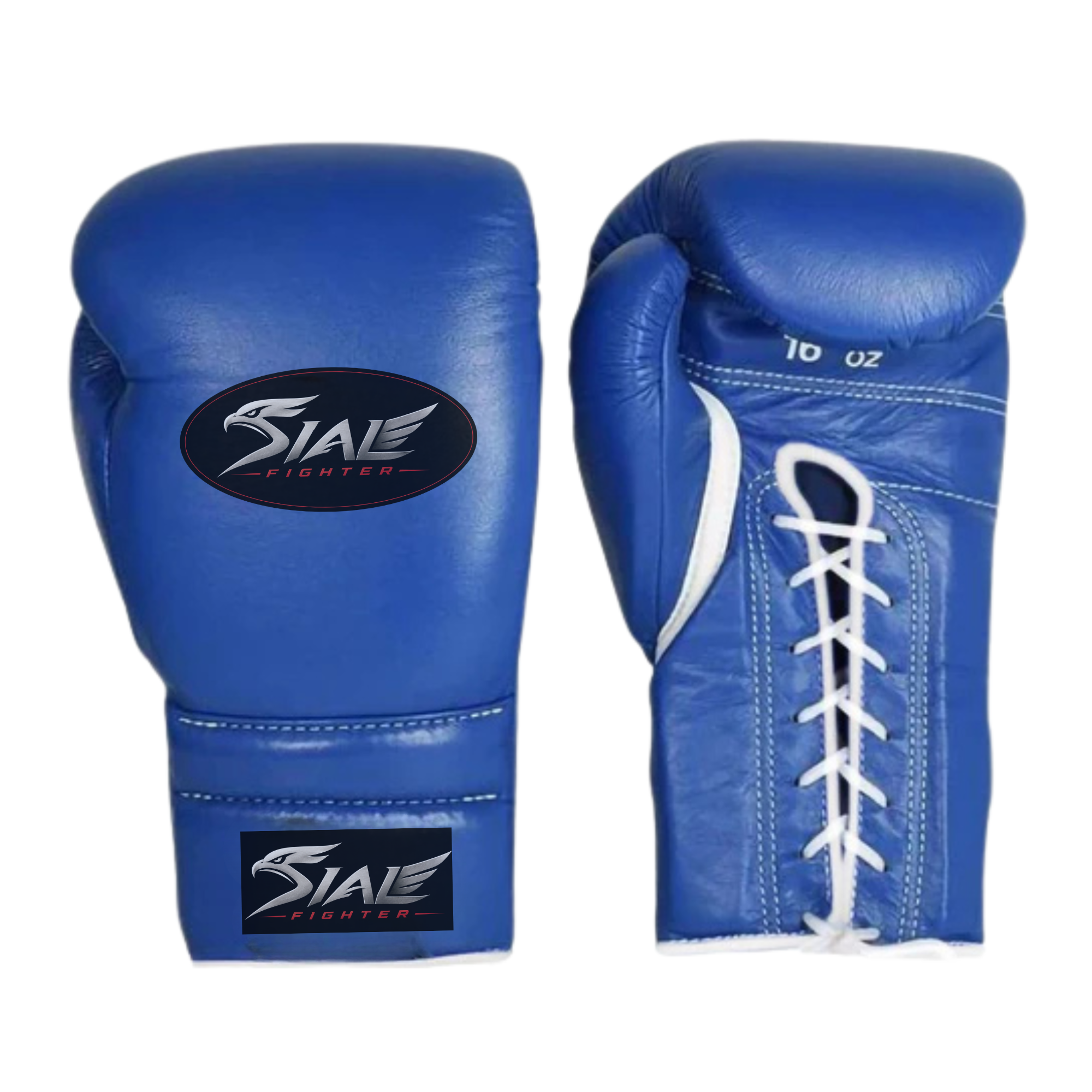 Sial Fighter Blue Lace-Up Leather Boxing Gloves
