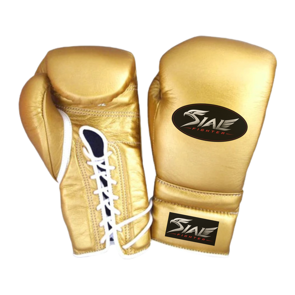 Sial Fighter Gold Lace-Up Leather Boxing Gloves