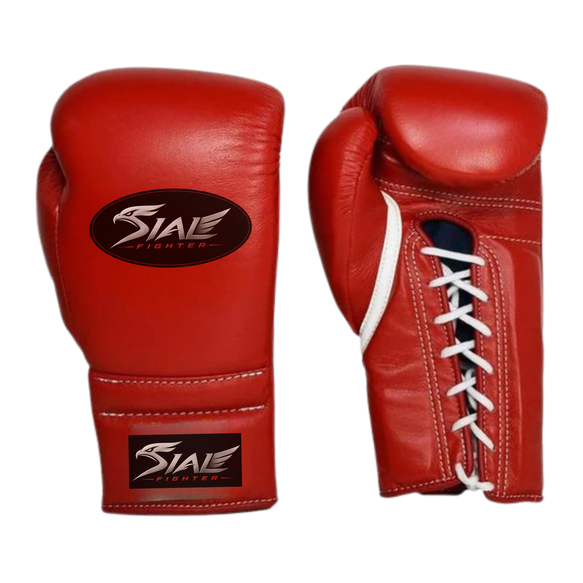 Sial Fighter Red Lace-Up Leather Boxing Gloves